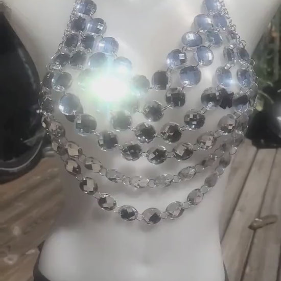 Festival Clothing Rave Chain Crystal Bra Bralette Outfit Sparkle Rhinestone Gem Lingerie - EDM Concert Outfit, Burlesque  costume