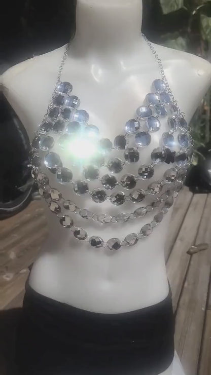 Festival Clothing Rave Chain Crystal Bra Bralette Outfit Sparkle Rhinestone Gem Lingerie - EDM Concert Outfit, Burlesque  costume