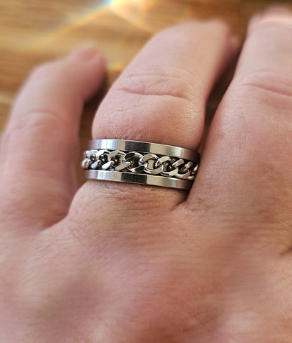 Runestone Chain Ring – Stainless Steel